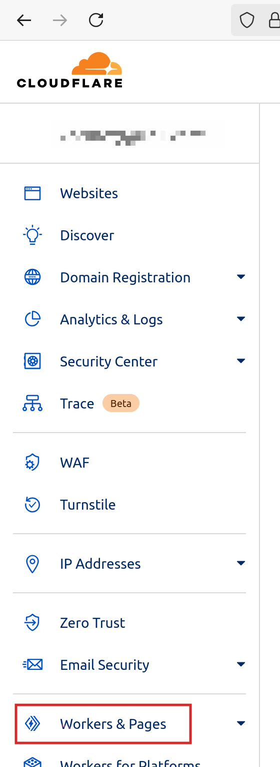 Cloudflare menu